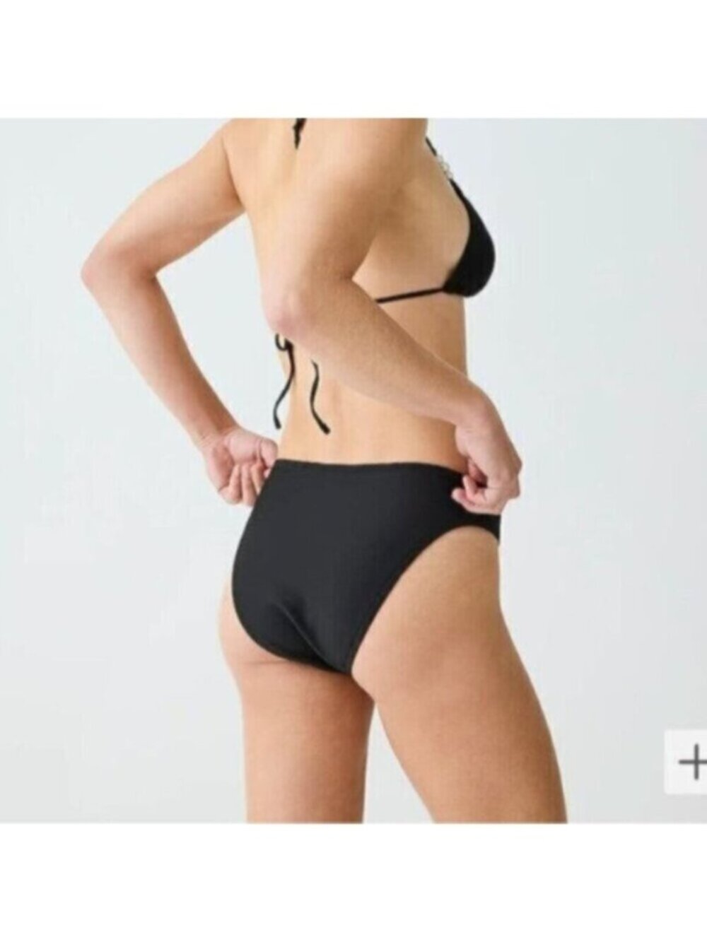 NWT J.Crew Women's Black Ribbed High Rise Cheeky Bikini Bottom Size 2X
